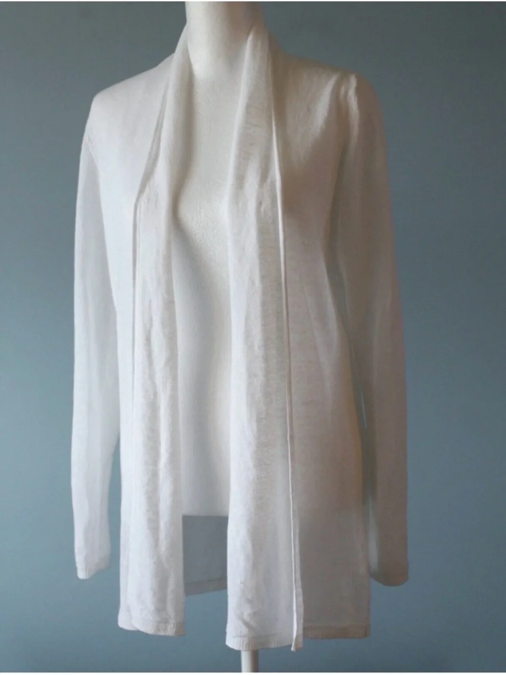 Rachel Zoe 100% Linen Open Front Cardigan lightweight semi-sheer longline Small - Picture 1 of 8